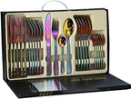 Cutlery set Cutlery Set 24 Piece Elegant Life Stainless Steel Flatware Silverware for 6 Knife Fork Spoon Set Ideal for Home/Camping/Party Easy Clean Dishwasher Safe Silver