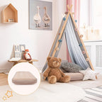 Geetery Kids Air Mattress Toddler Inflatable Airbed 55x27.6x8.7 Inch Foldable Comfort Flocked Blow up Bed with Patch Kit Portable Sleepover Mattresses for Home Travel Camping Party(Beige, 6 Pcs)