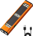 Solar/Rechargeable Flat Flashlights, 900 Lumens EDC Tactical Flashlight, Multi Function LED Small Flashlight, 7 Modes IP65 Waterproof for Home, Camping,and Emergency Use (Orange)