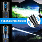 Rechargeable LED Flashlight, Super Bright 99000 High Lumens Flash Light, 9 Modes Zoomable Flashlight with LCD Display, Waterproof Tactical Flashlights for Camping, Home Emergency