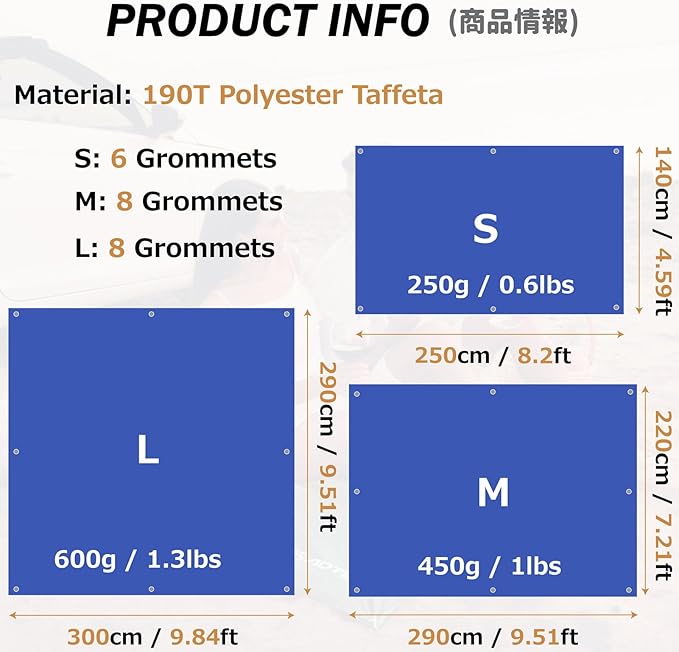 Azarxis Waterproof Camping Tent Tarp Hammock Rain Fly Footprint Ground Cloth Shelter Sunshade Beach Picnic Blanket Mat for Outdoor Camping Park Lawn