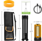13200mAh Rechargeable Solar Work Light with Folding Stand and Carrying Bag, AODOO 8000 Lumen Stepless Dimmable , White/Warm/Nature White/RED(SOS) with Detachable Tripod (Orange)