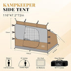 KAMPKEEPER Canopy Side Tent, Camping Canopy Tent for 10x10 Pop Up Canopies, Cube Tents, Gazebo Room Compatible with 10' Wide Canopies(Canopy Not Included)
