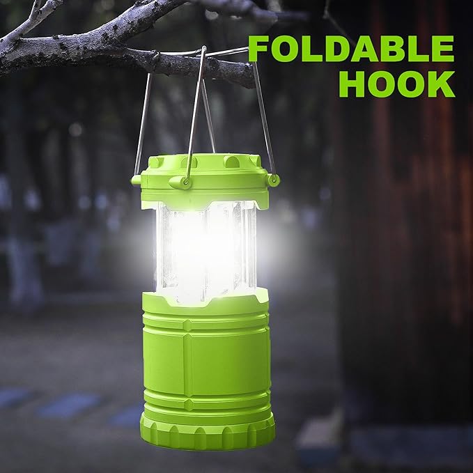 4-Pack Mini LED Green Camping Lanterns, Portable Camping Lights, Outdoor Handled Lamps, Essential Emergency Lights for Power Outages, Hiking, Hurricane