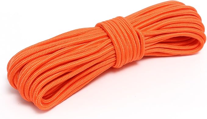 Nylon Rope, 1/4 inch 50FT Nylon Poly Rope Utility Cord Strong Polyester for Camping, Hiking, Clothesline, Tie, Flag Pole, Marine, Swing Outdoor & Indoor (6mm Orange)