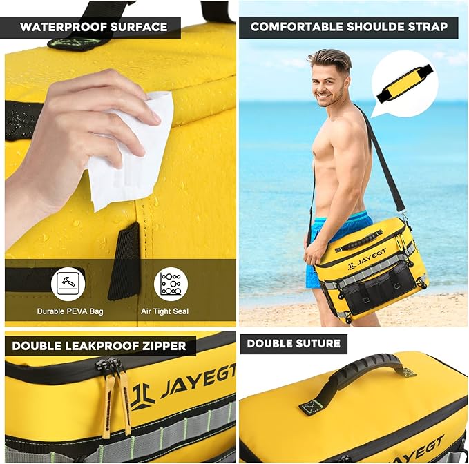 Kayak Cooler Behind Seat - Waterproof Cooler Bag Compatible with Lawn-Chair Seat Kayak，Kayak Accessories Camping Cooler, Portable Ice Chest for Fishing, Beach,Picnic, Trips (Orange, Medium)