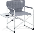 EVER ADVANCED Kids Directors Chair with Side Table, Padded Kids Folding Camping Chair Outdoor with Safety Lock, Lightweight Portable Camp Chairs for Beach, Balcony, Patio, Supports 150lbs, Grey