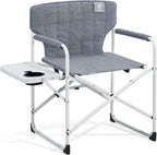 EVER ADVANCED Kids Directors Chair with Side Table, Padded Kids Folding Camping Chair Outdoor with Safety Lock, Lightweight Portable Camp Chairs for Beach, Balcony, Patio, Supports 150lbs, Grey