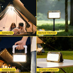 1500LM Folding Portable LED Camping Lantern, Rechargeable Camping Light,USB-C Work Light,5 Modes 3 Light Sources,1/4" Screw Adapter Tent Lights,Floodlight for Hiking,Power Outages,Garage,Job Lighting