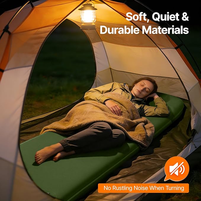 OGERY Self-Inflating Sleeping Pad with Built-in Foot Pump, 3" Memory Foam Camping Mattress for Side Sleepers, Quiet & Insulated Sleeping Mat Camping Essential Gear for Car Tent Camping