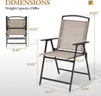 Crestlive Products Patio Folding Chairs Set of 8, Outdoor Folding Chairs with Durable Rust-Resistant Frame and Breathable Textilene Material for Outside, Beige