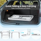 Goplus 42.5'' Folding Fish Cleaning Table with Sink and Spray Nozzle, Portable Camping Sink Table with Faucet, Drainage Hose, Grid Rack, Knife Groove, Outdoor Fish Fillet Cleaning Station for Picnic