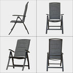Domi Patio Outdoor Sling Chairs Set of 2, Folding Outdoor Reclining Camping Padded Chairs with Armrest Adjustable High Backrest Portable
