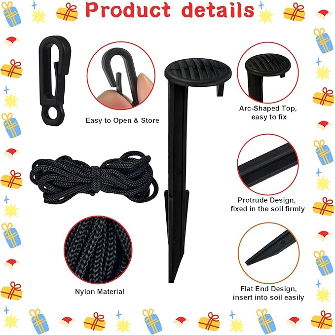30 Sets Inflatable Ground Stakes and Tethers, 5.7" Yard Inflatable Plastic Stakes Heavy Duty with Hooks and Ropes, Christmas Camping Tent Stake for Outdoor Yard Inflatable Accessories Halloween Decor