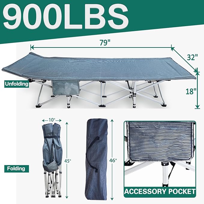 2 Pack Extra Wide Camping Cot with Comfortable Mattress for Adults Oversize XXL Cots for Camping Bed Folding Cot Heavy Duty with Carry Bag for Outdoor Indoor Home