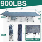 XXL Camping Cot with Comfortable Mattress Caping cots for Adults 32 Inches Wide Oversize Cots for Sleeping Camping Bed Folding Cot Heavy Duty with Carry Bag Outdoor Indoor