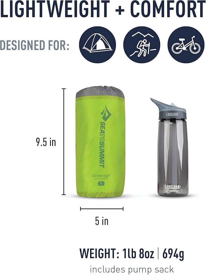 Sea to Summit Comfort Light Insulated Sleeping Pad for Backpacking and Camping, Regular (72 x 21.5 x 2.5 inches)