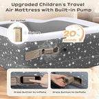 Inflatable Toddler Air Mattress with Built-in Pump - 67 Inches Safety Four Side Inflatable Toddler Travel Bed - Portable Toddler Bed for Outdoor Camping - Easy to Inflate, Deflate and Clean, Grey