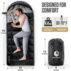 VENTURE 4TH Backpacking Sleeping Bag – XXL, Double and Single Sizes - Lightweight Warm & Cold Weather Sleeping Bags for Adults, Kids & Couples – Ideal for Hiking, Camping & Outdoor Adventures
