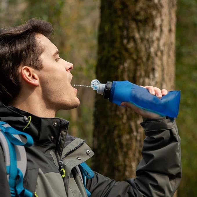 Filter Water Bottle – Foldable Sports Bottle with Built-In Filtration System for Safe Drinking and Hydration on the Go| Portable Water Purifier for Outdoor Survival, Use, Camping, Hiking, Ba