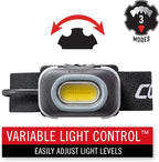 Coast RL10 560 Lumen Dual Color LED Headlamp with Flood and Spot Beams, Variable Light Control, C.O.B., Alkaline Dual Power, Non-Slip Band, 3 x AAA Included
