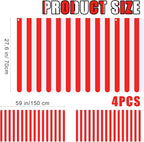 Preboun 4 Pcs 27.6''x 59'' Circus Awning Decor Decorations Striped Carnival Tent Awning Decorations Red and White Wall Decor Halloween Carnival Stand Mardigras Theme Party Photo Accessory