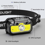 LED Headlamp Rechargeable with Green & Red Light -1300 Lumen Ultra-Bright Flashlight Headlight for Camping, Running, Hiking, Fishing - Waterproof with 7 Modes