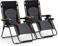 PHI VILLA XXL Oversized Padded Zero Gravity Chair Set of 2, Foldable Patio Recliner, 30" Wide Seat Anti Gravity Lounger with Armrest and Cup Holder, Support 400 LBS (Black & Orange Accents)