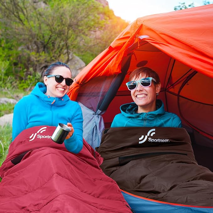 Sportneer Heated Sleeping Bag with 5 Heating Zones, Warm Flannel Cold Weather Sleeping Bag for Adults, 3 Heat Levels USB Powered (Power Bank Not Included), Winter Camping & Outdoor Hiking