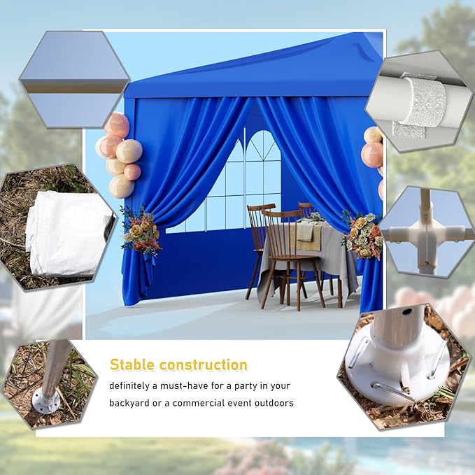 Outdoor Party Tent 10x30 Wedding Blue Tents for Parties, Heavy Duty Canopy Event Gazebo Shelter with 8 Removable Sidewalls Waterproof Party Wedding BBQ Events