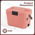 COSTWAY Insulated Portable Cooler, Hard Shell Ice Chest w/ 2 Cup Holders, Bottle Opener, Drain Plug, 3-Day Ice Retention, Outdoor Leak-Proof Dry Box for Beach, Camping, Fishing, Picnic