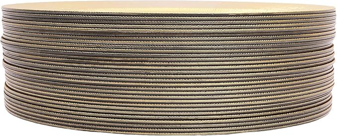 DYRABREST 50 Pcs Gold Charger Plates, 13 Inch Bulk Round Charger Plates Plastic Wedding Dinner Elegant Reusable for Table Setting Wedding Party Event Tabletop Setting Decor (Gold)