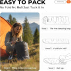 Sleeping Bag for Adults Warm Weather, Compact Lightweight Backpacking Sleeping Bag with Compression Sack, Camping Essentials Gear for Hiking Travel Climbing Outdoor & Indoor Use