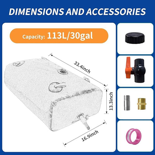 113L/30gal Water Bladder Storage Containers, Foldable Portable Water Tank Large Capacity Soft Water Bag, Drought Resistance, Fire Prevention, Emergency Water