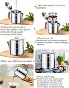 Coffee Maker Coffee Percolator 304 Stainless Steel Pot Stovetop Easy Brewing Even Heating 9 Cup 50.7oz 1500ml Silver Classic Design Heat Resistant Home Camping Outdoor