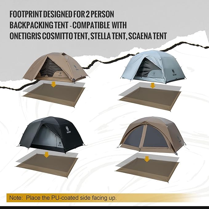 OneTigris 2 Person Footprint for Backpacking Tent, 2000mm Waterproof Rating, 78.7"x47.24"