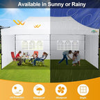 COBIZI 10x20 Pop Up Canopy Tent,10x20 Canopy with 6 Sidewalls,Waterproof Heavy Duty Commercial Canopy Tent for Parties Outdoor Garden Gazebo, Carry Bag with Wheel(10x20ft, White)