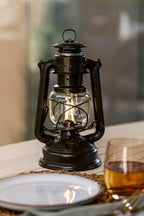 Feuerhand Outdoor Kerosene Fuel Lantern, German Made Weather Resistant Baby Special 276 Galvanized Hurricane Lamp for Camping or Patio, 10 Inches, Matte Black