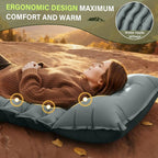 Camping Sleeping Pad with Pillow Built-in Foot Pump Inflatable Sleeping Pads Compact for Camping Backpacking Hiking Traveling - Gray