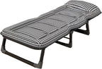 Portable Folding Adult Bed with Mattress, Adjustable Height Camping Cot with Headrest for Home & Travel, 170×56cm(170 * 56CM)