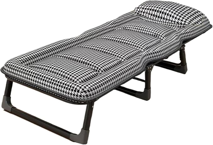 Portable Folding Adult Bed with Mattress, Adjustable Height Camping Cot with Headrest for Home & Travel, 170×56cm(170 * 56CM)