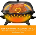 Electric BBQ Grill Techwood 15-Serving Outdoor Electric Grill for Party, Patio & Backyard, Double Layer Design, Portable Removable Stand Grill, 1600W (Countertop Black BBQ Grill)