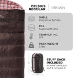 Teton Celsius Regular, 25F, 20F, 0F Degree Sleeping Bags, All Weather Bag for Adults and Kids, Camping Made Easy and Warm, Travel Sack Included