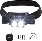 K-Bern PRO Rechargeable Headlamp - 1600 Lumen, Ultra Bright Head Light for Forehead. Waterproof, Lightweight, Aluminum, UL Listed 3500mAh Battery. Perfect for Dog Walking, Camping & Hard Hats