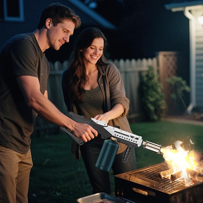 Propane Torch - Powerful Grill & Cooking Torch Gun - Adjustable Flamethrower - Culinary Blow Torch for Sous Vide, BBQ, Campfire, Charcoal Wood (Tank Not Included)