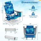 Giantex Folding Beach Chair, Patio Sling Chairs with 5 Adjustable Position, Head Pillow, Storage Bag, Towel Bar, Cup Holders, Backpack Chairs for Sunbathing, Camping Chair