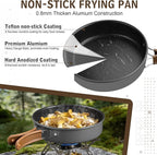 18Pcs Camping Cookware Mess Kit, Joyfair 7.8” Nonstick Camp Cooking Utensil Set (Pot, Pan, Kettle, Grill Grate), Outdoor Backpacking Gear Open Fire Essentials Accessories, Compact/Portable/Lightweight