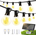 Solar Lights Outdoor Waterproof: G40 60M 200FT Shatterproof Bulbs Patio Lights - Solar Powered 3 Light Modes Solar Light - Camping Backyard Garden Deck Outside Yard