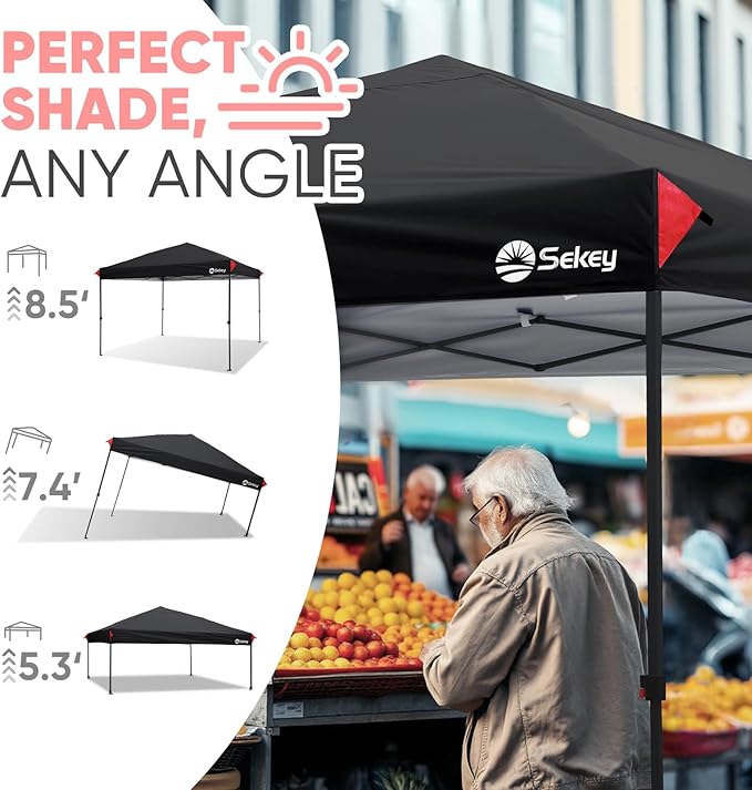 Sekey 10x10 Instant Pop Up Canopy – One Push Setup Easy Up Gazebo; 99% UV Blocking Sun Shade; Waterproof & Wind Proof with Weight Bags; for Commercial Outdoor Events, Camping, Beach, Parties