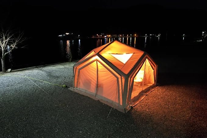 Coody Inflatable Canvas Camping Tents with Stove Jack – Premium Air Beam Family Glamping Tent, Breathable Cotton Canvas, Fast Setup Air Tent with Pump